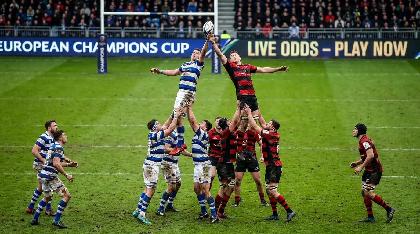 European Champions Cup quarter-final lineout in heavy contest
