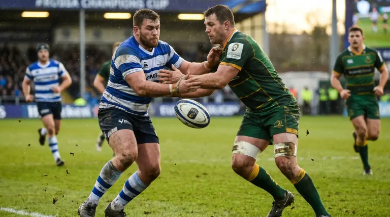 European Rugby Champions Cup match action between French and Irish clubs