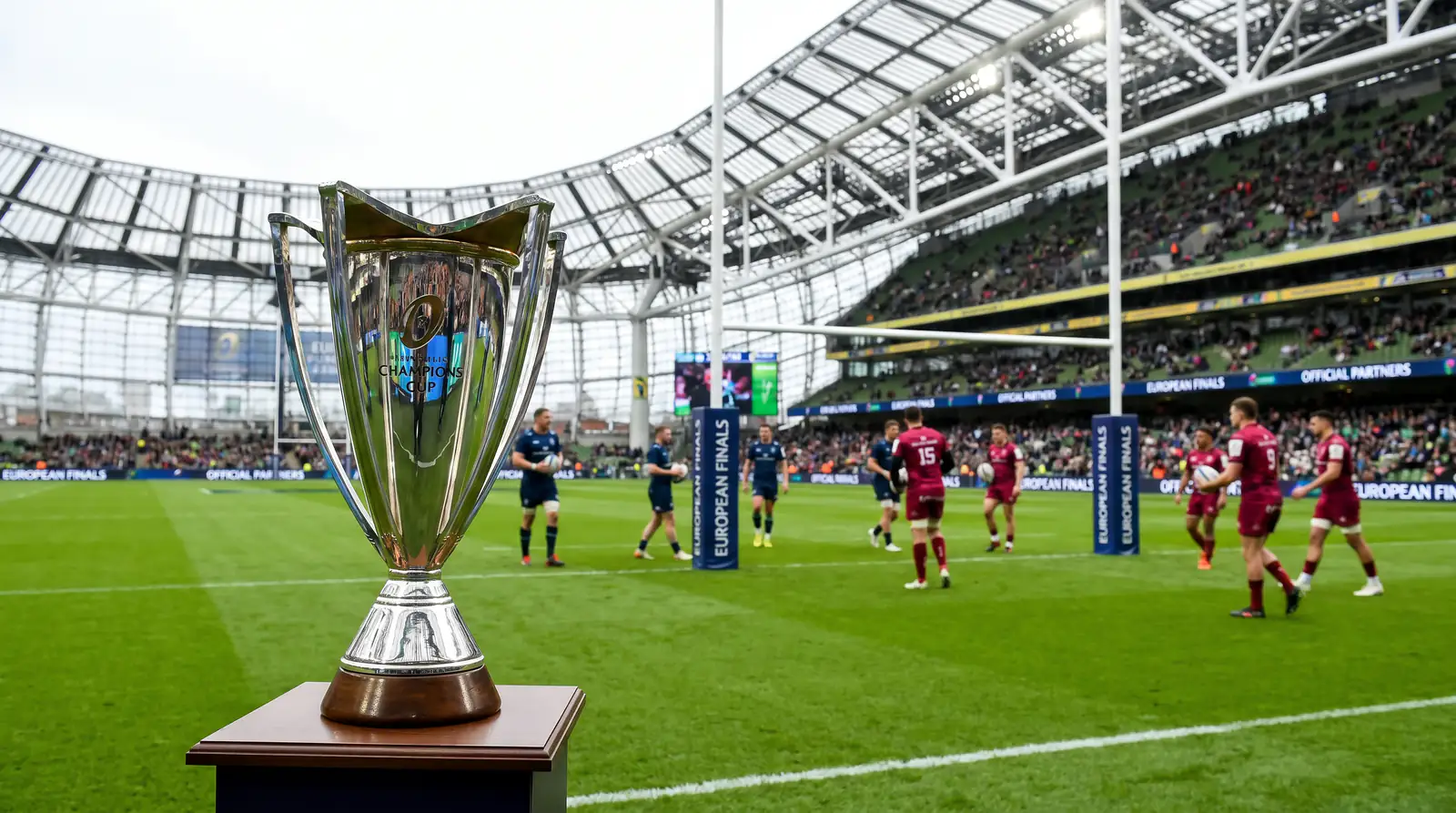 Champions Cup trophy on plinth before European final kick-off