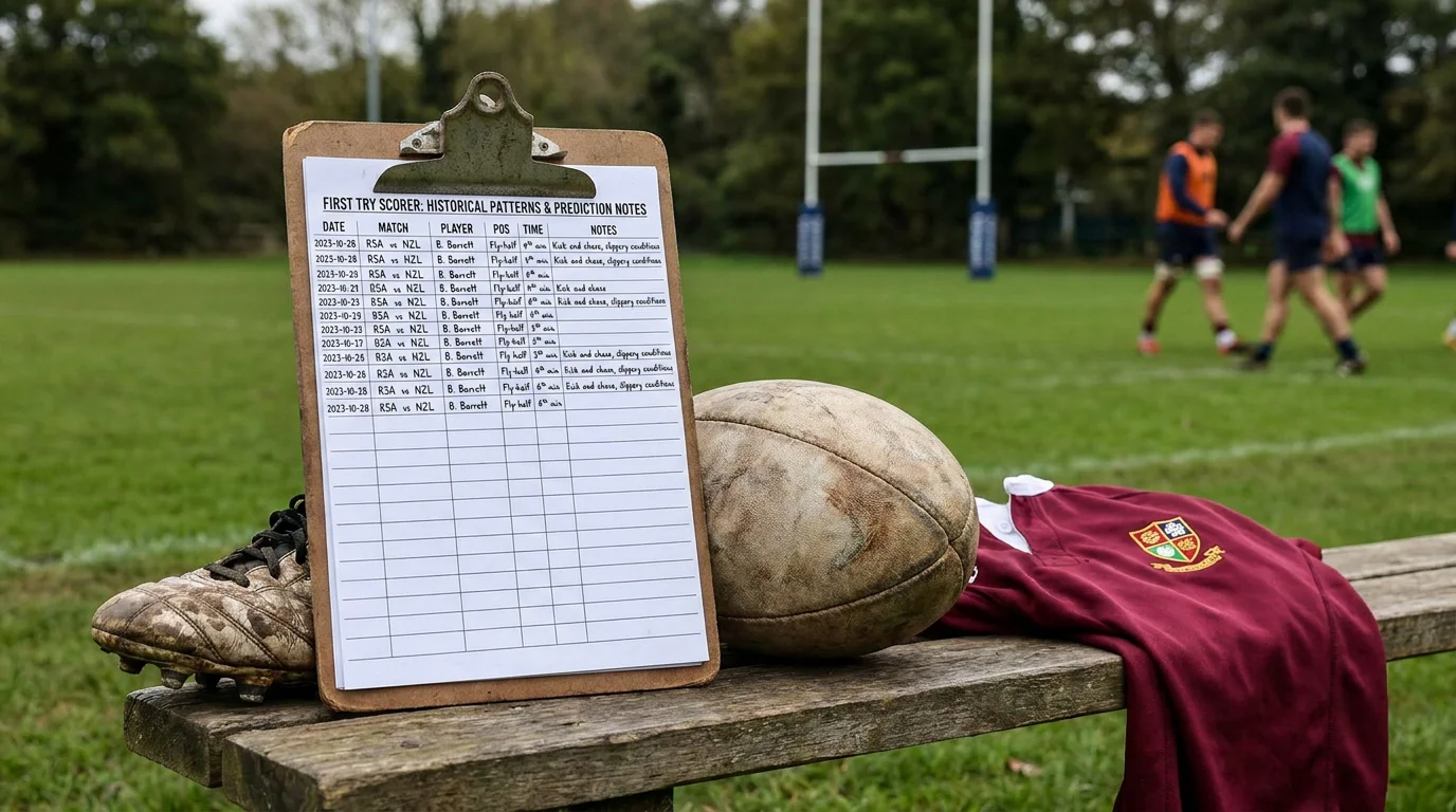 Simple data sheet showing first try historical patterns in rugby