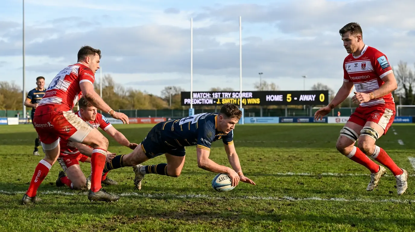 Rugby winger scoring the first try after a set-piece move