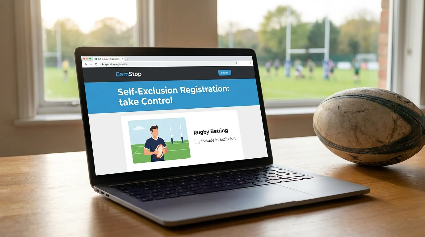 GamStop self-exclusion registration screen on laptop browser