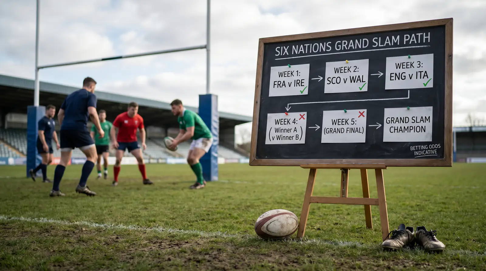 Six Nations fixture sequence board mapping Grand Slam path