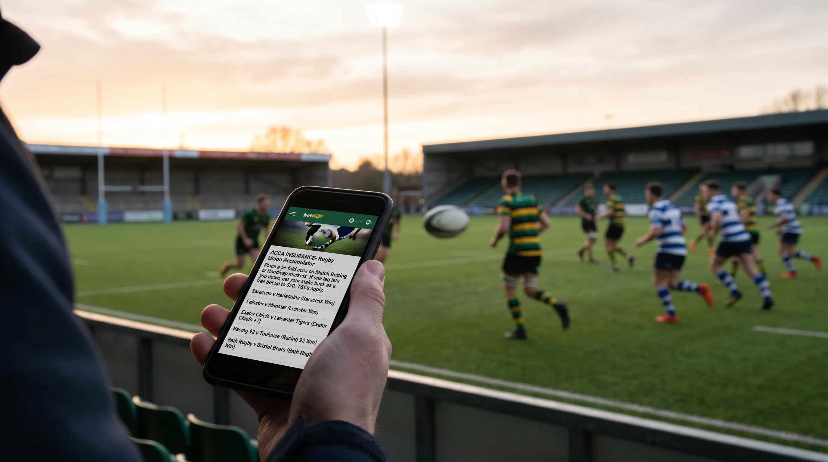 Bookmaker acca insurance terms displayed on mobile phone screen