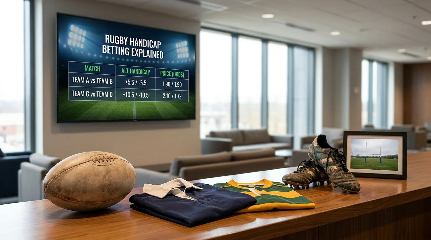 Sportsbook display showing alternative rugby handicap lines and prices