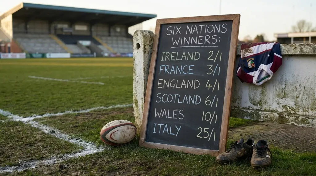 Rugby ante-post outright odds board listing Six Nations winners