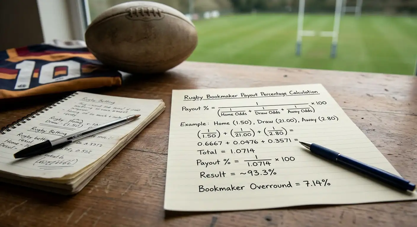 Rugby book percentage formula worked through by hand on paper