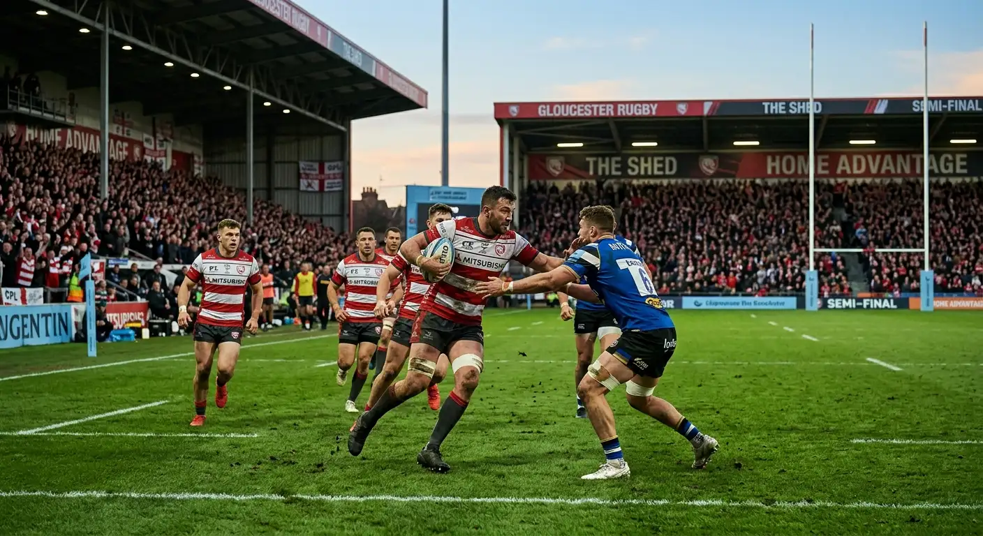 Knockout semi-final played at packed home rugby ground