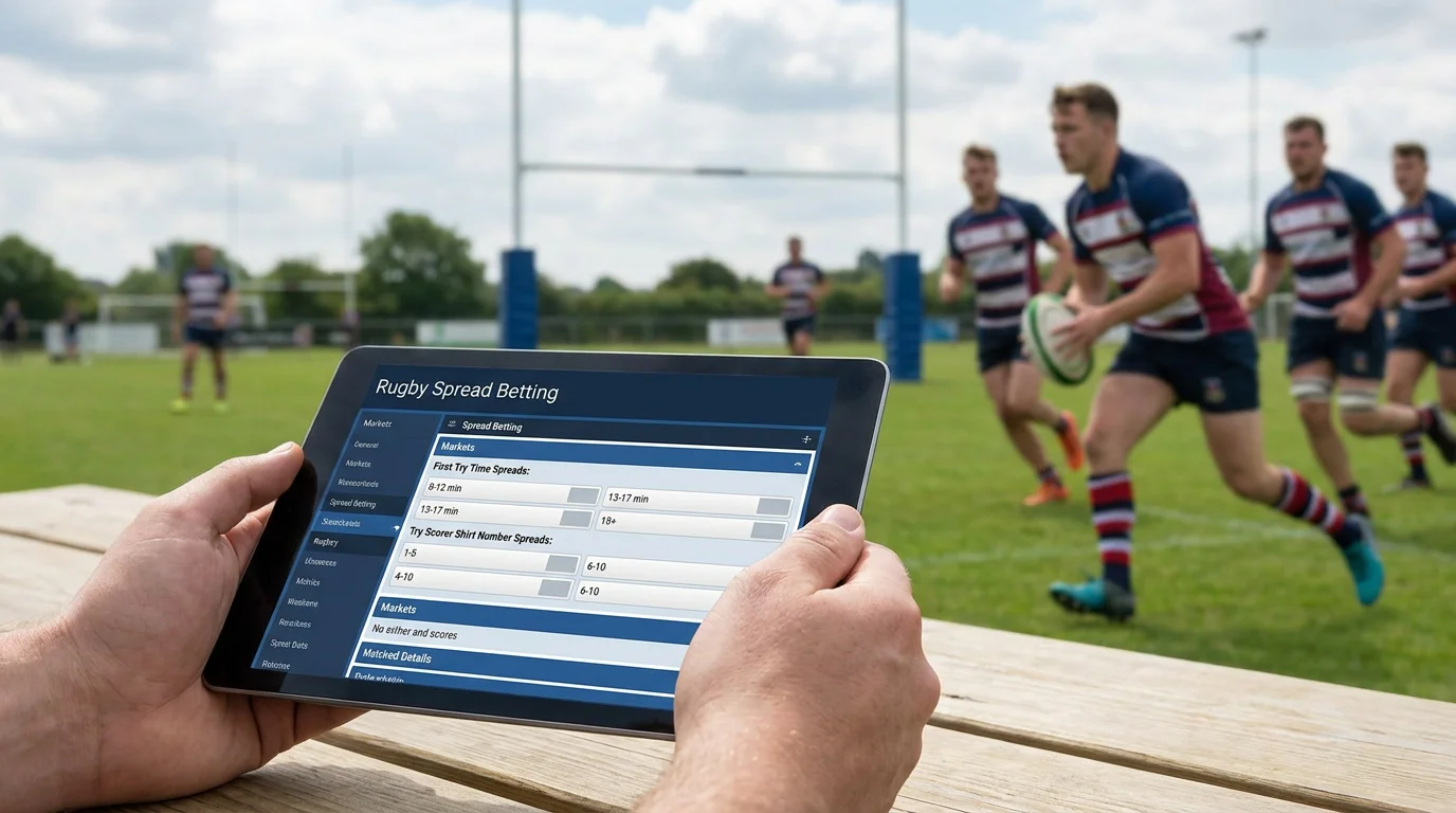 Try-time and shirt-number rugby spreads on spread betting interface