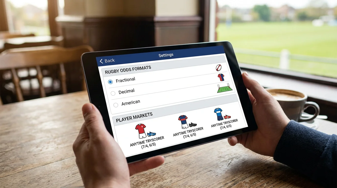 UK bookmaker odds display settings panel on tablet screen
