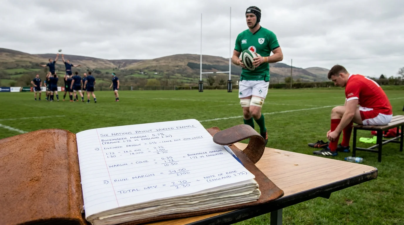 Six Nations rugby payout worked example on bettor notebook