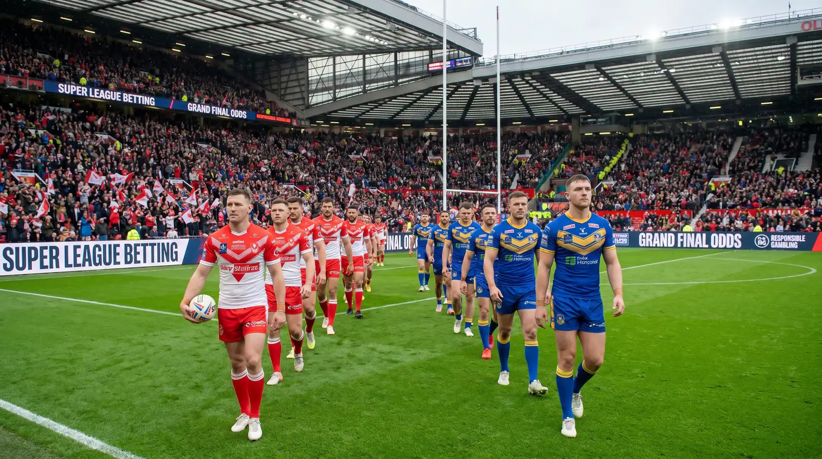 Super League Grand Final players walking out at Old Trafford