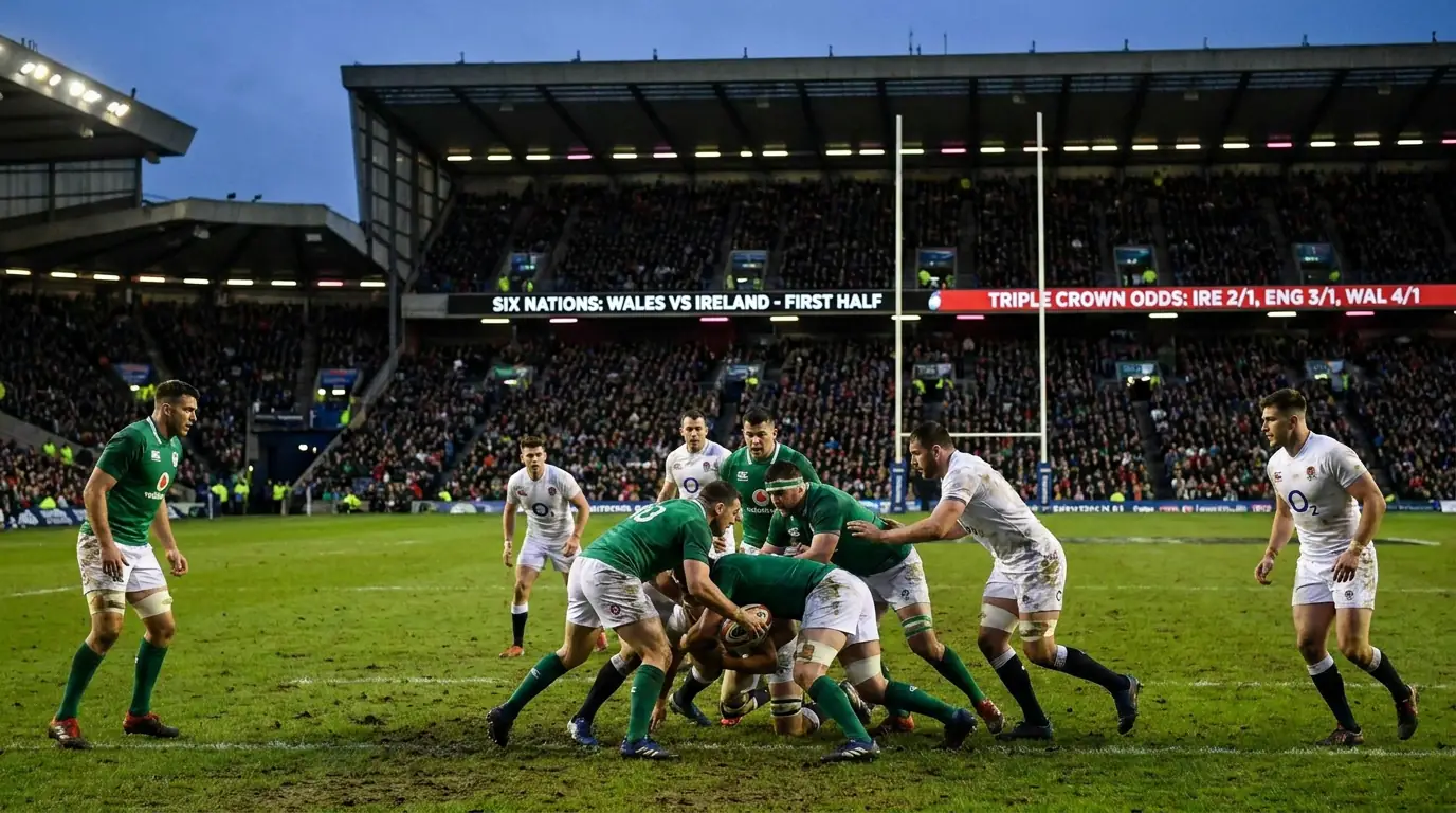 Live Triple Crown match between home nations under stadium lights
