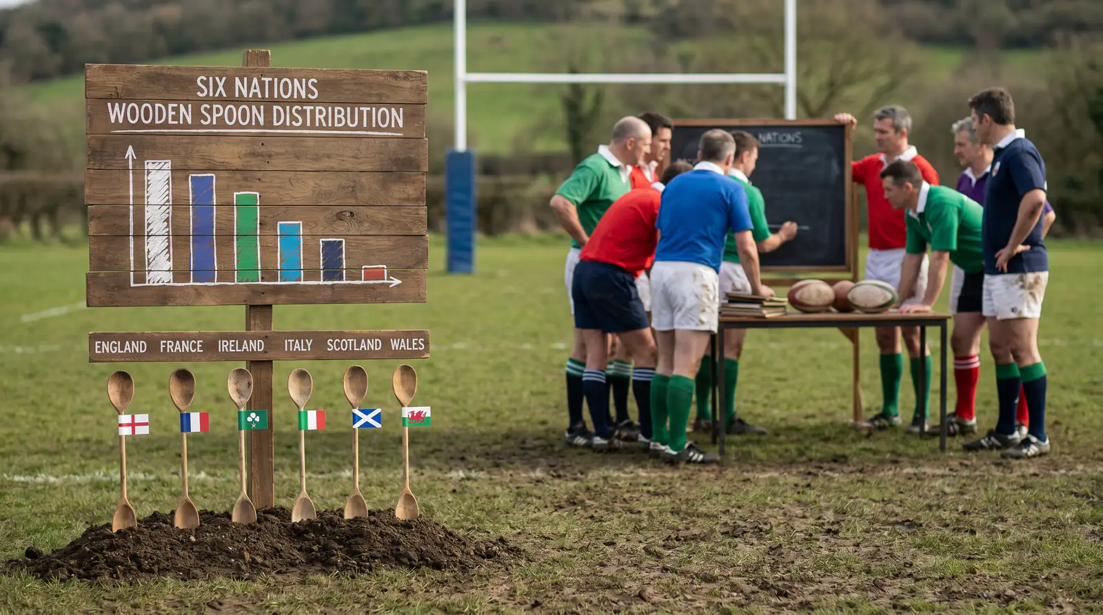 Simple chart showing Wooden Spoon distribution by Six Nations team